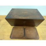 An inlaid mahogany writing slope also with an oak book slide. W:44cm x D:25cm x H:18cm