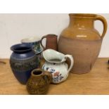 Pottery items, German vase etc