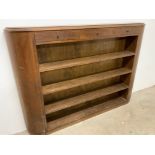 A mid century set of bookshelves. Three small drawers above 4 shelves. W:172cm x D:21cm x H:122cm