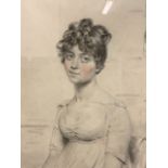 John Downman ARA (1750 - 1824) Pencil on paper sketch of 'Ms Mordaunt' 1803. With inscription