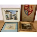Three original artworks including a watercolour of field mice by Dorothy Baker also with a