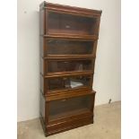 Globe Wernicke bookcase with five glazed sections. W:87cm x D:37cm x H:186cm