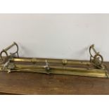 Brass fender and tools W:126cm x D:35cm x H:24cm