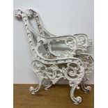 A pair of white painted metal bench ends. W:49cm x D:cm x H:79cm
