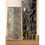 Two stained glass panels W:32cm x D:cm x H:73cm W:30cm x D:cm x H:124cm