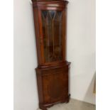 Inlaid mahogany corner cabinet W:67cm x D:46cm x H:184cm