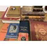 Leather bound books also with books on air commentary, Scottish clans and others.