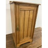 A Gillows and co pine pot cupboard with internal shelf and brass handle. W:38cm x D:33cm x H78:cm