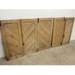 Five Victorian pine shutters W:45cm x D:cm x H:105cm