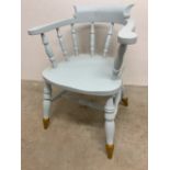 A painted vintage captains chair W:63cm x D:57cm x H:78cm