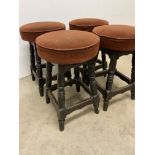 Four pine bar stools. W:33cm x D:33cm x H:50cm