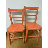 Two painted children's chairs. W:30cm x D:32cm x H:74cm