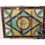 A 19th century, arts and crafts lead stained glass window W:56cm x D:1cm x H:40cm