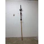 A Victorian replica pike and staff. With stand and wall fittings. 240cm