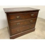 A small stained pine chest of drawers W:92cm x D:50cm x H:80cm