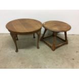 Two oak circular side tables. 60cm(d) and 51cm(d)