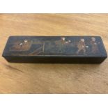 A Victorian chinoiserie pencil-brush box.