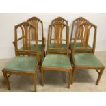 A set of six heavy hardwood dining chairs but Parker knoll W:48cm x D:42cm x H:102cm