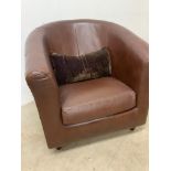 A brown leather tub chair. Marks and Spencers. W:76cm x D:80cm x H:75cm