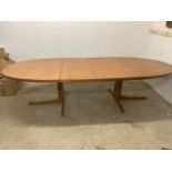 A Domus Danica Heltborg Hobler mid century Danish extending table. With two leaves. W:290cm x D: