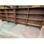 Pair of solid oak shelves. W:158cm x D:23cm x H:106cm