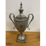 A silver plated Samovar. W:32cm x D:24cm x H:53cm