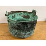 A Large 19th century copper cauldron. W:49cm x D:49cm x H:32cm