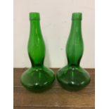 Pair of green glass double gourd vases W:15cm x D:15cm x H:31cm