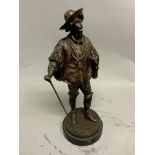 A bronze figure of European gentleman on circular marble base. Salmson Jean Jules(1823-1902). Signed