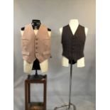2 vintage 4 pocket wool waistcoats. Beige waistcoat some underarm staining to lining