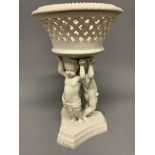 Copeland Spode compote cherub jardiniere. W:22cm x D:22cm x H:36.2cm