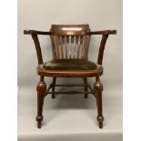 A Victorian mahogany captains/tub chair with upholstered drop in seatW:65cm x D:49cm x H:79cm