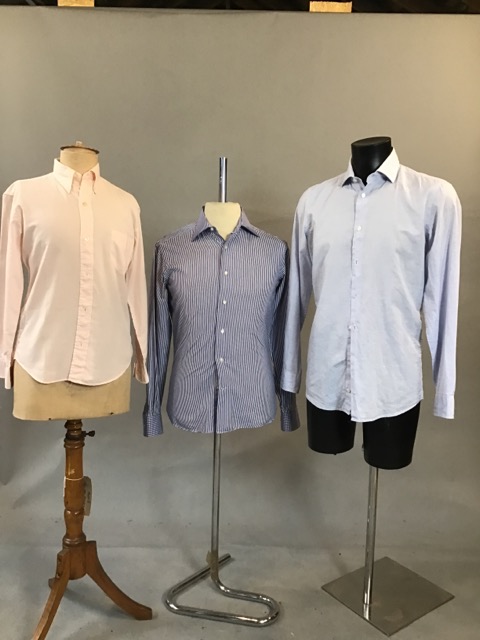 3 designer shirts including Richard James. Pale blue 15 1/2 collar, check size 39, pink collar 14