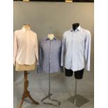 3 designer shirts including Richard James. Pale blue 15 1/2 collar, check size 39, pink collar 14