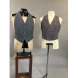 Pair of vintage wool grey morning suit waistcoats. Some staining to linings