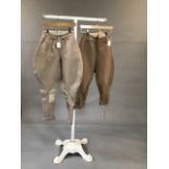 Two pairs of vintage cavalry twill Jodhpurs. Beige 28 waist, 27 inside leg. Dk beige 26