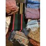 A collection of scarves to include two college scarves, mens lined scarves and ladies polyester