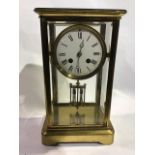 French gilt bronze/ormolu four bevelled glass mantel clock movement stamped Japy Freres &Coâ€™ Gde