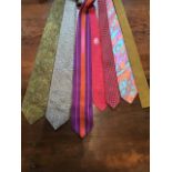 Collection of vintage designer silk ties including Boateng and Liberty