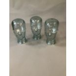 3 glass display heads