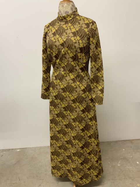 Long gold and brown dress 1960s