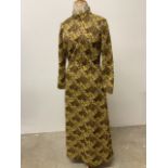 Long gold and brown dress 1960s