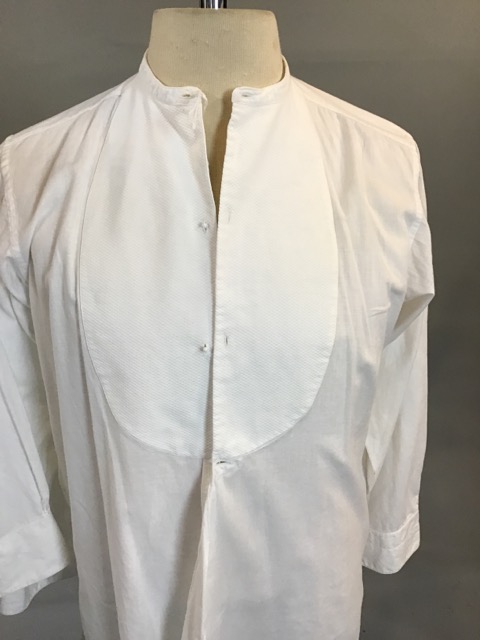 Pair of vintage collarless white formal shirts. Well worn, 15 collar - Image 3 of 7