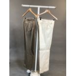 2 pairs of vintage lightweight trousers. 32" waist. Cream 33" inside leg, Beige 30" inside leg