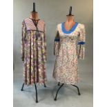 1970s Liberty print dress with fluted sleeves size 8/10 together with a 1970s 'hildebrand' for