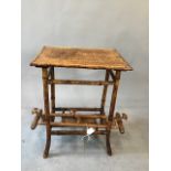 Bamboo side table and vintage oak hat rack