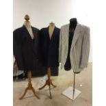 Three gentleman's striped summer jackets.navy stripes chest 46, pale stripe 42L