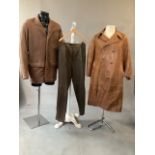Collection of men,s leather garments. To include jacket, coat and trousers