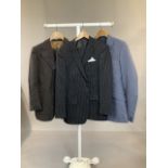 Three 20th Century mens suits. To include Hodges three piece suit 38" chest, waist 31". A