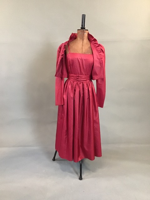 1970s/80s taffeta dress with belt together with a matching bolero jacket by Horrocks - Image 2 of 6